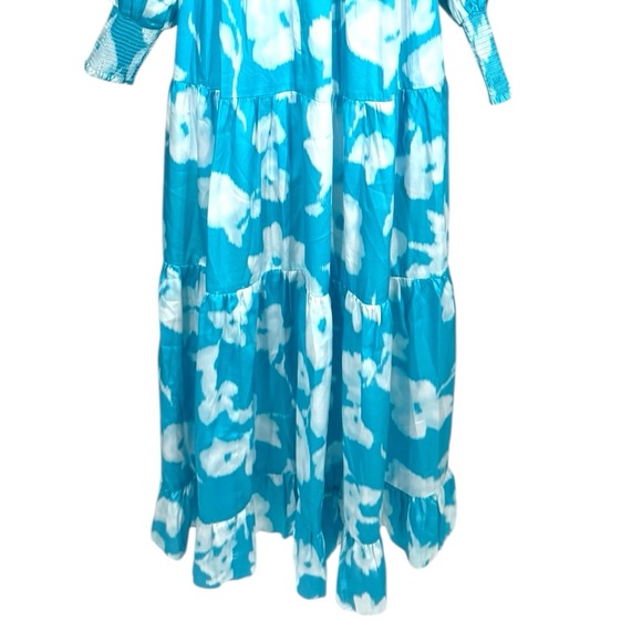 Blue Floral Tiered Maxi Dress Wedding Guest Tuckernuck Libby NWT XS - Picture 9 of 11
